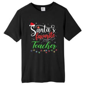 Santas Favorite Teacher Funny Christmas Santa Hat Light TShirt Tall Fusion ChromaSoft Performance T-Shirt