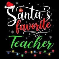 Santas Favorite Teacher Funny Christmas Santa Hat Light TShirt Drawstring Bag