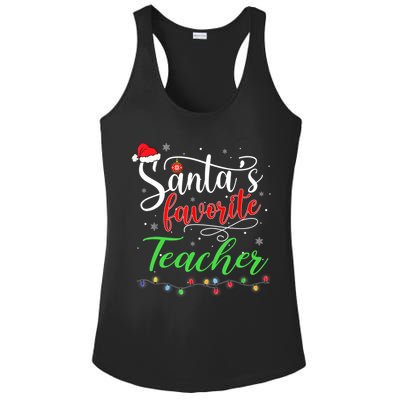 Santas Favorite Teacher Funny Christmas Santa Hat Light TShirt Ladies PosiCharge Competitor Racerback Tank