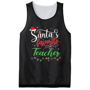 Santas Favorite Teacher Funny Christmas Santa Hat Light TShirt Mesh Reversible Basketball Jersey Tank