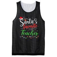 Santas Favorite Teacher Funny Christmas Santa Hat Light TShirt Mesh Reversible Basketball Jersey Tank