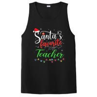 Santas Favorite Teacher Funny Christmas Santa Hat Light TShirt PosiCharge Competitor Tank