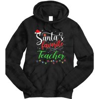 Santas Favorite Teacher Funny Christmas Santa Hat Light TShirt Tie Dye Hoodie