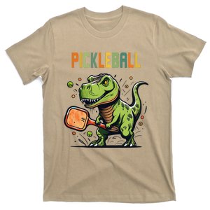 Smileteessports Funny Trex Dinosaur Playing Pickleball T-Shirt