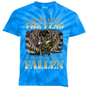 Stand For The Flag Kneel For The Fallen Honor Armed Forces Meaningful Gift Kids Tie-Dye T-Shirt