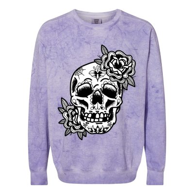 Skull Flower Tattoo Colorblast Crewneck Sweatshirt