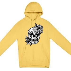 Skull Flower Tattoo Premium Pullover Hoodie