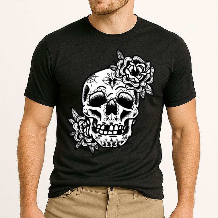 Skull Flower Tattoo Cooling Performance Crew T-Shirt