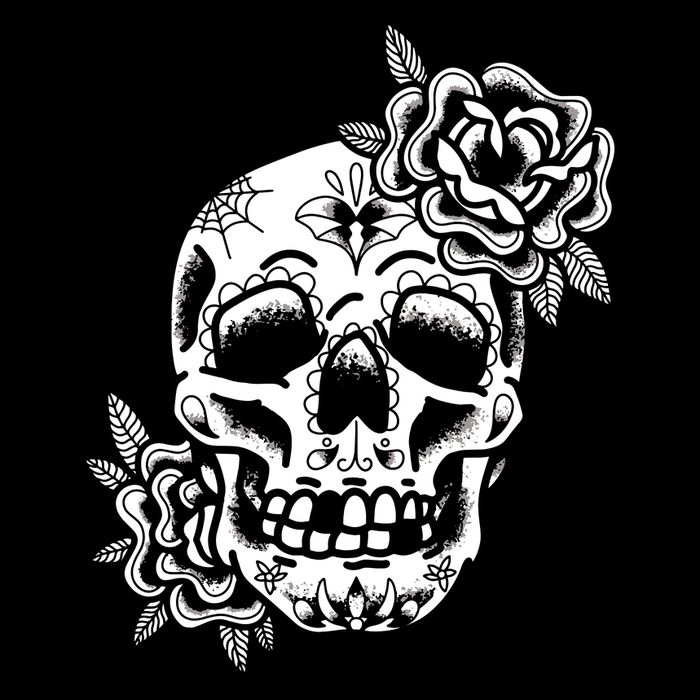 Skull Flower Tattoo 7-Panel Snapback Hat