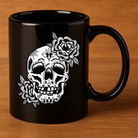 Skull Flower Tattoo 11oz C Handle Ceramic Mug