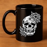 Skull Flower Tattoo 11oz C Handle Ceramic Mug