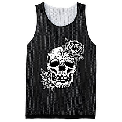 Skull Flower Tattoo Mesh Reversible Basketball Jersey Tank