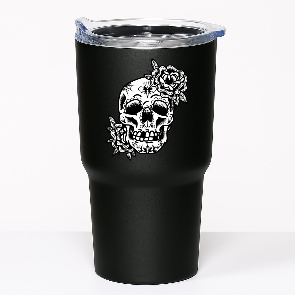 Skull Flower Tattoo Tumbler