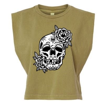Skull Flower Tattoo Garment-Dyed Women's Muscle Tee