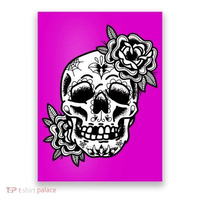 Skull Flower Tattoo Poster