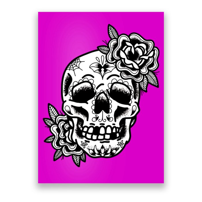 Skull Flower Tattoo Poster