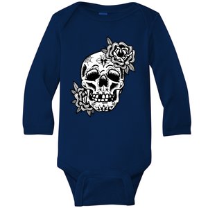 Skull Flower Tattoo Baby Long Sleeve Bodysuit