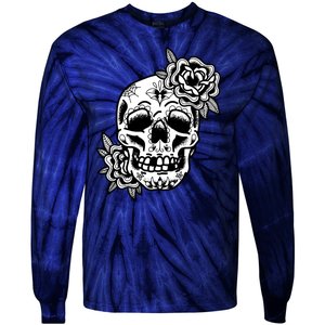 Skull Flower Tattoo Tie-Dye Long Sleeve Shirt