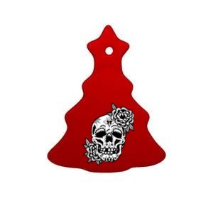 Skull Flower Tattoo Ceramic Tree Ornament