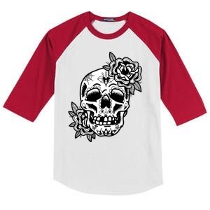 Skull Flower Tattoo Kids Colorblock Raglan Jersey