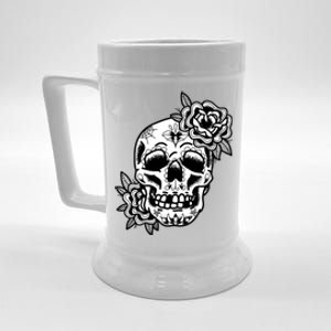 Skull Flower Tattoo Beer Stein