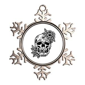 Skull Flower Tattoo Metallic Star Ornament