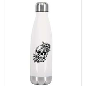 Skull Flower Tattoo Stainless Steel Insulated Water Bottle