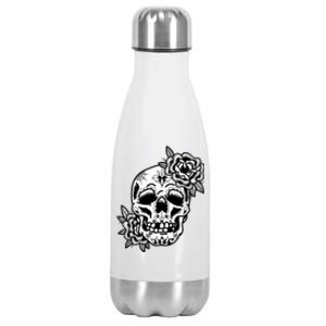 Skull Flower Tattoo Stainless Steel Insulated Water Bottle