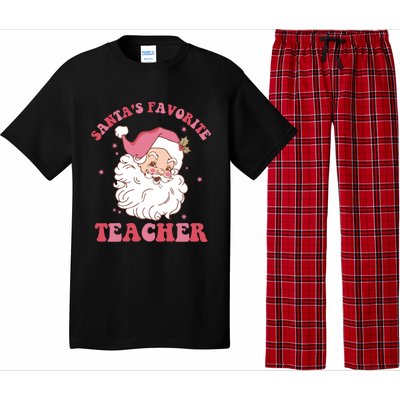 SantaS Favorite Teacher Pink Santa Christmas Teacher Great Gift Pajama Set