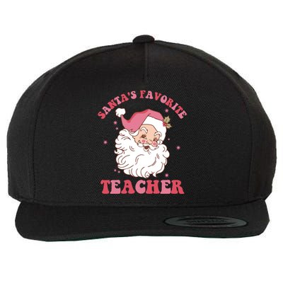 SantaS Favorite Teacher Pink Santa Christmas Teacher Great Gift Wool Snapback Cap