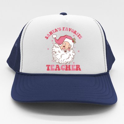 SantaS Favorite Teacher Pink Santa Christmas Teacher Great Gift Trucker Hat