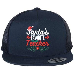 SantaS Favorite Teacher Gift Flat Bill Trucker Hat