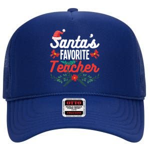 SantaS Favorite Teacher Gift High Crown Mesh Back Trucker Hat