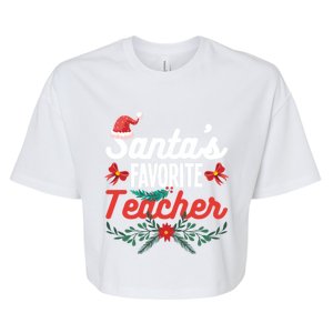 SantaS Favorite Teacher Gift Bella+Canvas Jersey Crop Tee