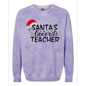 SantaS Favorite Teacher Gift Colorblast Crewneck Sweatshirt