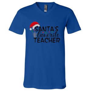 SantaS Favorite Teacher Gift V-Neck T-Shirt