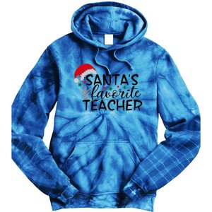 SantaS Favorite Teacher Gift Tie Dye Hoodie