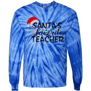 SantaS Favorite Teacher Gift Tie-Dye Long Sleeve Shirt