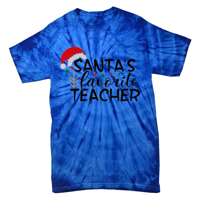 SantaS Favorite Teacher Gift Tie-Dye T-Shirt