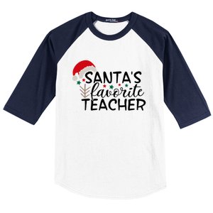 SantaS Favorite Teacher Gift Baseball Sleeve Shirt