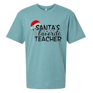 SantaS Favorite Teacher Gift Sueded Cloud Jersey T-Shirt