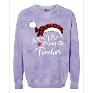 SantaS Favorite Teacher Gift Colorblast Crewneck Sweatshirt