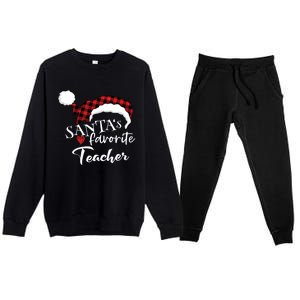 SantaS Favorite Teacher Gift Premium Crewneck Sweatsuit Set