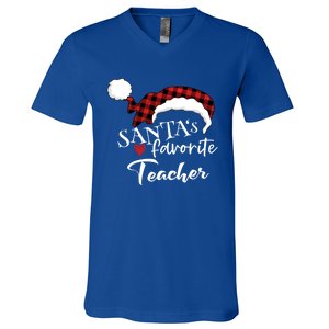 SantaS Favorite Teacher Gift V-Neck T-Shirt