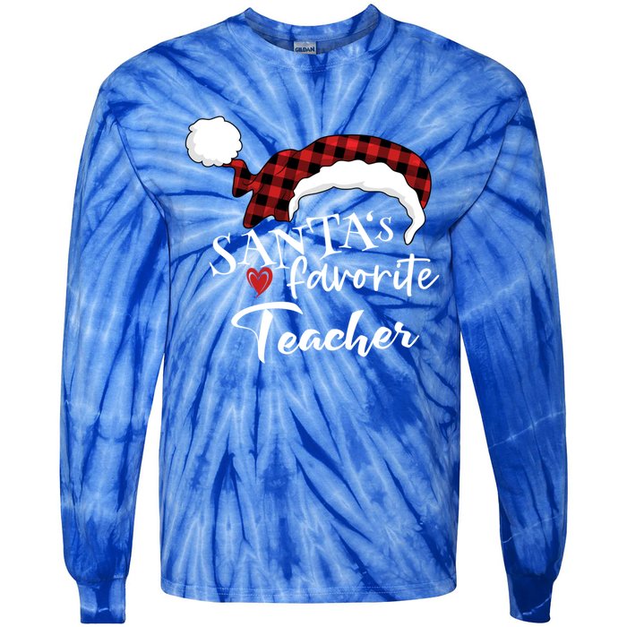 SantaS Favorite Teacher Gift Tie-Dye Long Sleeve Shirt