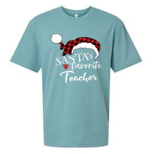 SantaS Favorite Teacher Gift Sueded Cloud Jersey T-Shirt