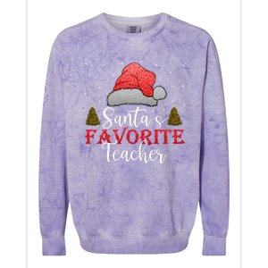 SantaS Favorite Teacher Meaningful Gift Colorblast Crewneck Sweatshirt