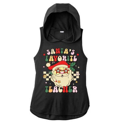 Santa Favorite Teacher Groovy Retro Christmas Boy Girl Ladies PosiCharge Tri-Blend Wicking Draft Hoodie Tank