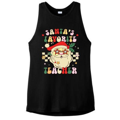 Santa Favorite Teacher Groovy Retro Christmas Boy Girl Ladies PosiCharge Tri-Blend Wicking Tank