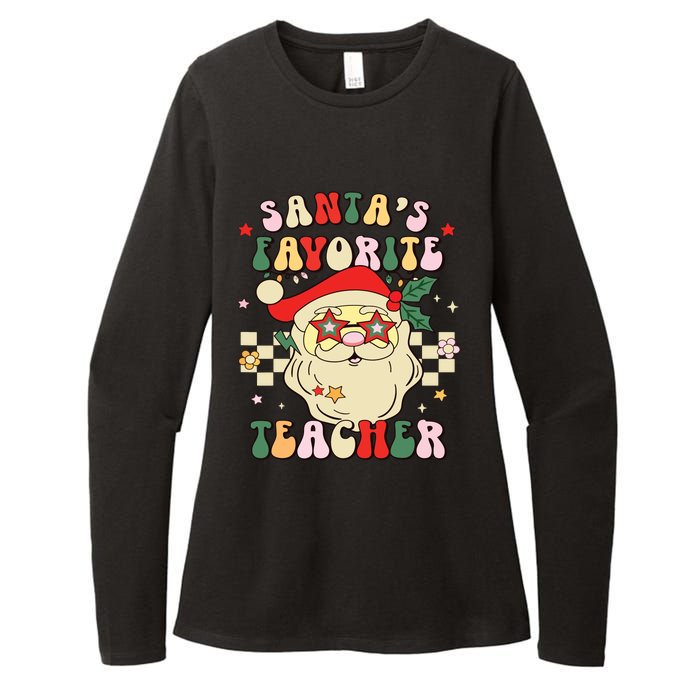 Santa Favorite Teacher Groovy Retro Christmas Boy Girl Womens CVC Long Sleeve Shirt